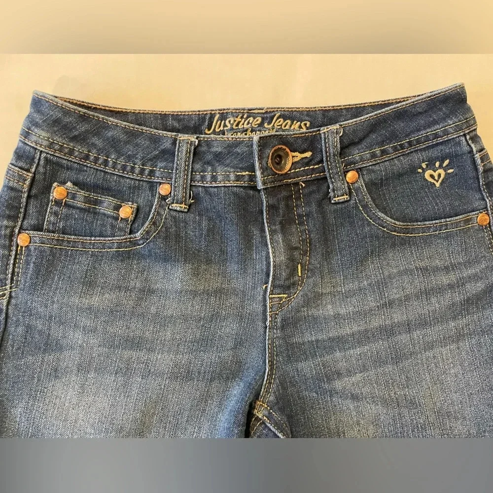 Justice Simply Low Denim Jean Shorts Girls Size 14 S